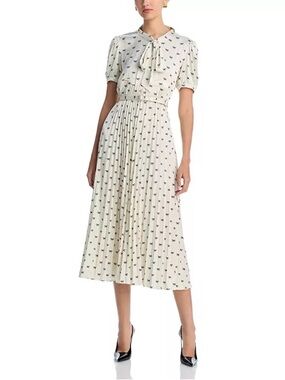self portrait cream linen midi dress self-portrait - Cream Tailored Boucl And Chiffon Midi Dress